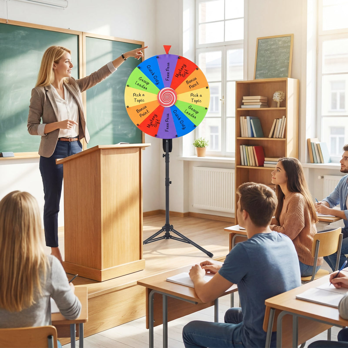 60 CM Portable and Height Adjustable Spinning Wheel with Folding Tripod Stand