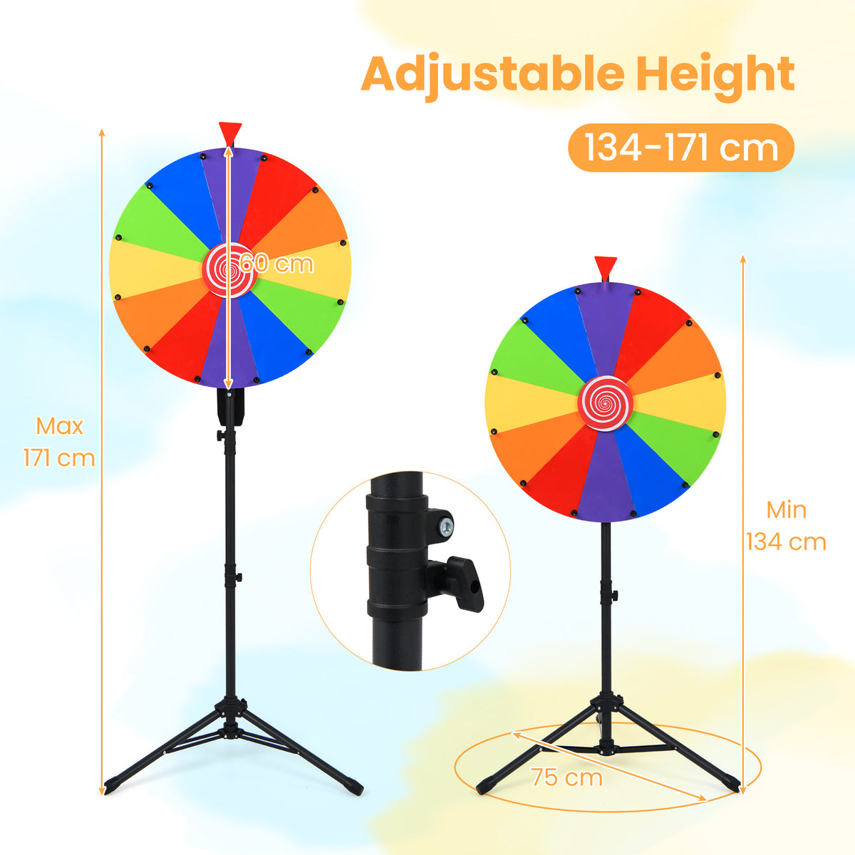 60 CM Portable and Height Adjustable Spinning Wheel with Folding Tripod Stand