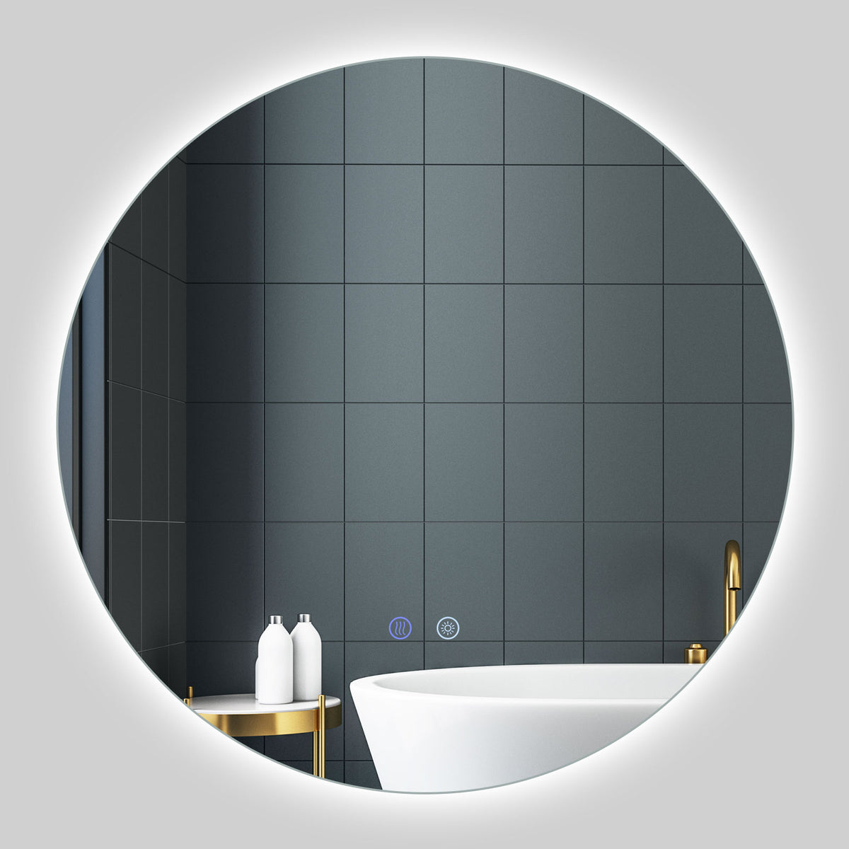 60 Round LED Lighted Mirror Wall Mounted Bathroom Mirror
