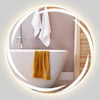 60 cm Round LED Bathroom Mirror Explosion-proof Tempered Glass Wall Mirror with 3-Color Lights
