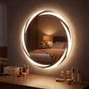 60 cm Round LED Bathroom Mirror Explosion-proof Tempered Glass Wall Mirror with 3-Color Lights