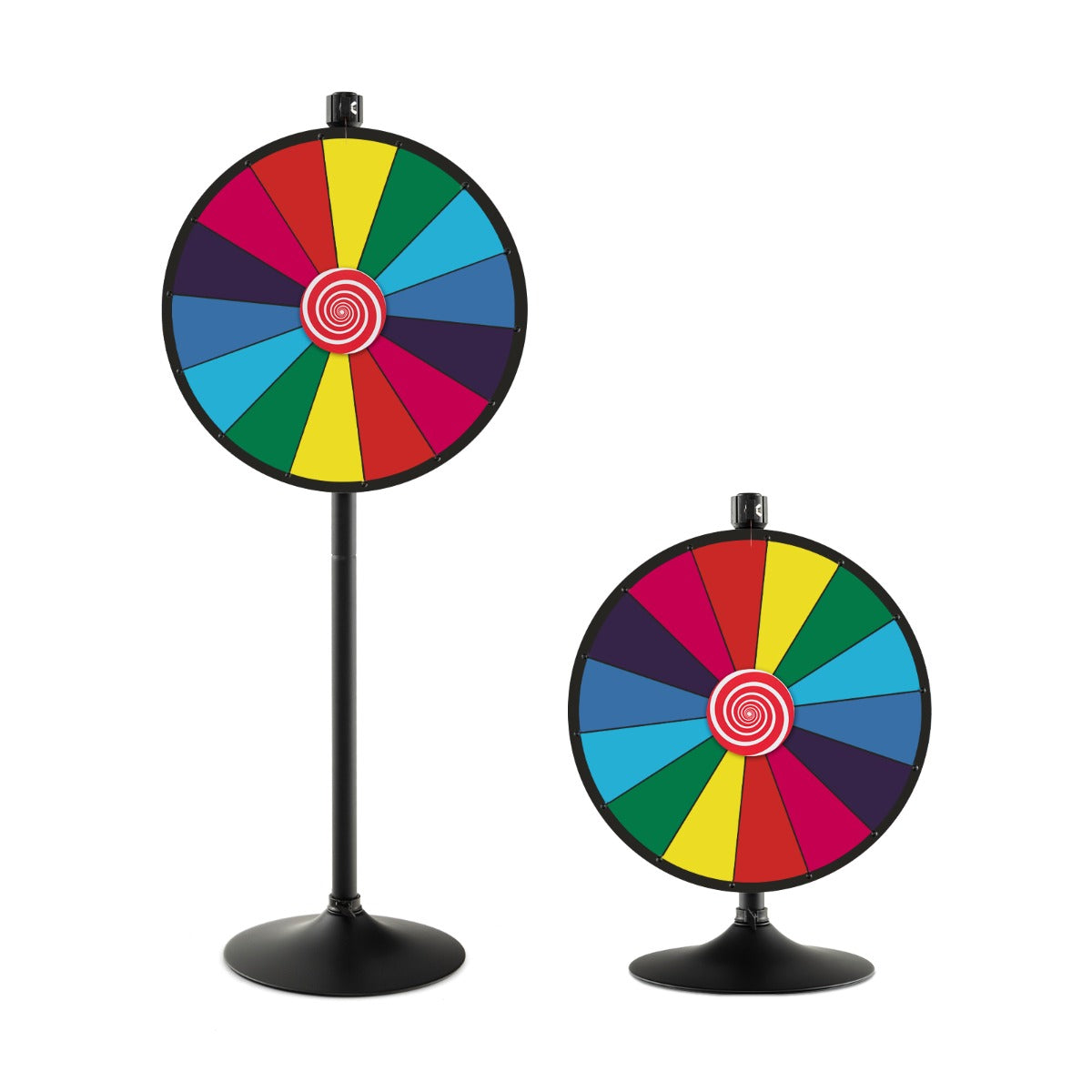 60 cm Spinning Prize Wheel Dual Use with Stand with colourful segments and a central spiral