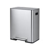 60L Trash Can Stainless Steel Garbage Can with 2 Removable Inner Buckets-Silver