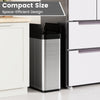 60L Trash Can with 2 Wing Lids Slim Automatic Touchless Waste Bin-Silver