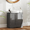 60 cm Pedestal Sink Bathroom Vanity Cabinet with Adjustable Shelf-Grey