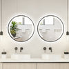 60 cm Round LED Bathroom Mirror with 3 Light Colors-Black