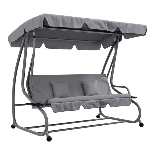 Outsunny Three-Person Garden Swing Chair in Light Grey