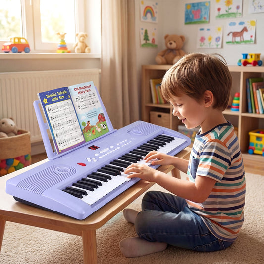 61 Key Keyboard Piano with Music Stand for Beginners-Purple