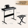 61 Keys Beginners Piano Keyboard with Adjustable Stand and Stool-Black