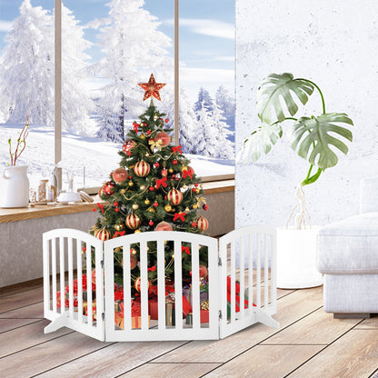 61 cm Height Safety Fence, the pet gate surrounding a decorated Christmas tree in a living room with a snowy window