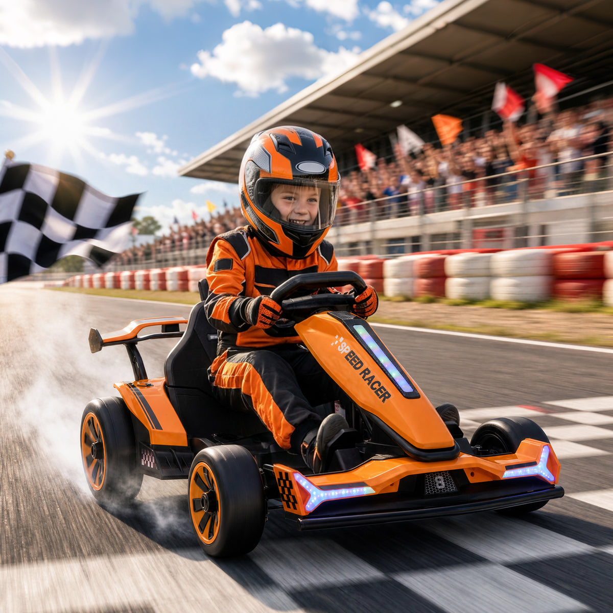 AIYAPLAY 24V Electric Go Kart in Orange