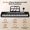 61 Keys Kids Piano Keyboard with Adjustable Stand for Aged 3+ Years Old-Black