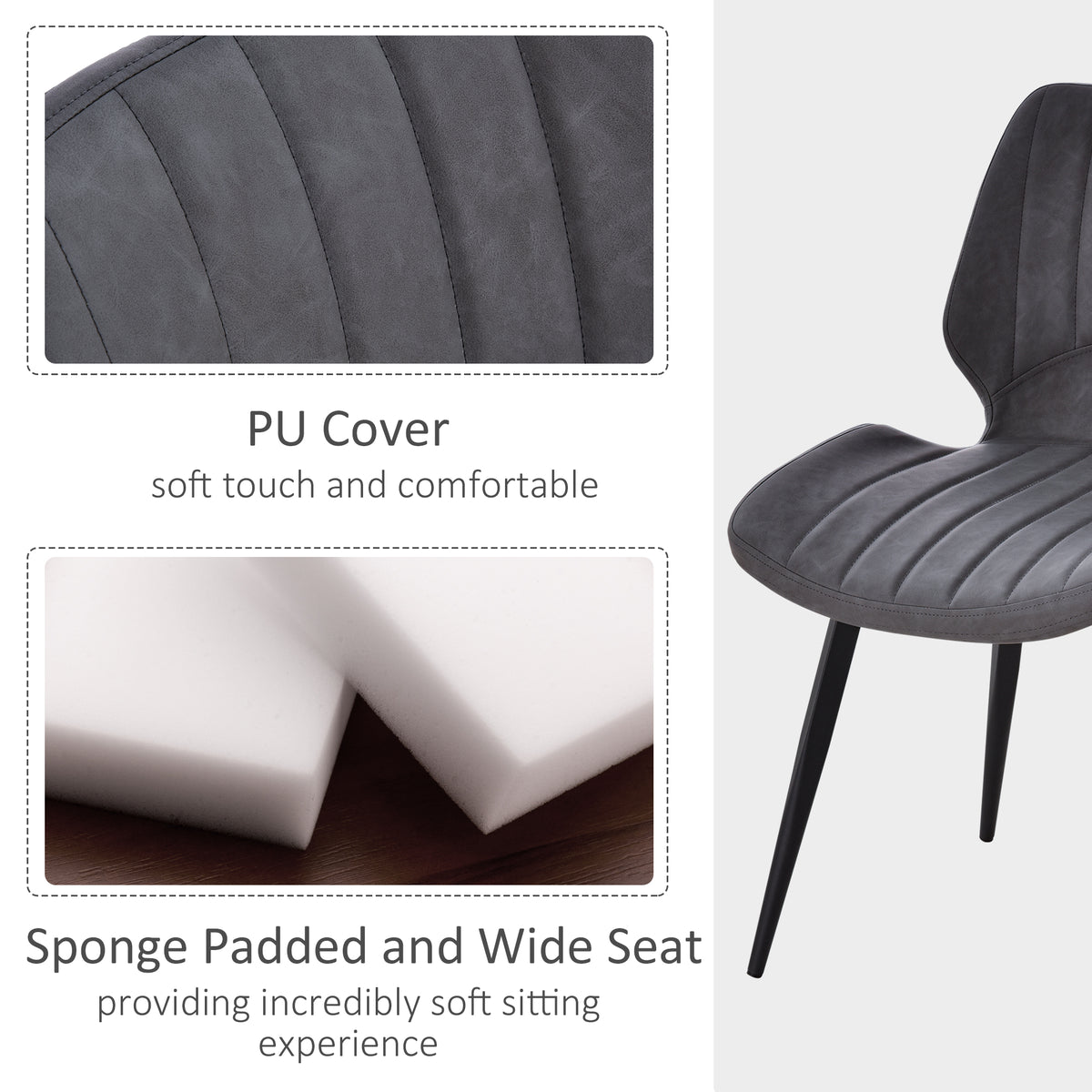HOMCOM Dining Chairs Set of 2 in Grey