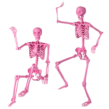 63 inch Halloween Pink Skeleton Decoration with 8 moving joints, a full body skeleton in pink