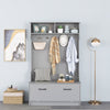 63 Inches Hall Tree with Coat Rack and Storage Bench-Grey