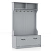 63 Inches Hall Tree with Coat Rack and Storage Bench-Grey