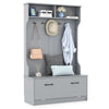63 Inches Hall Tree with Coat Rack and Storage Bench-Grey
