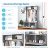 63 Inches Hall Tree with Coat Rack and Storage Bench-Grey