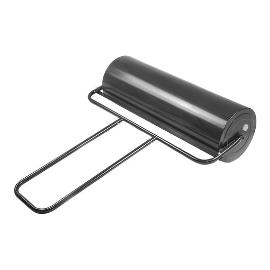 63L Heavy-Duty Garden Grass Roller with U-shaped Handle, a black roller with a U-shaped handle