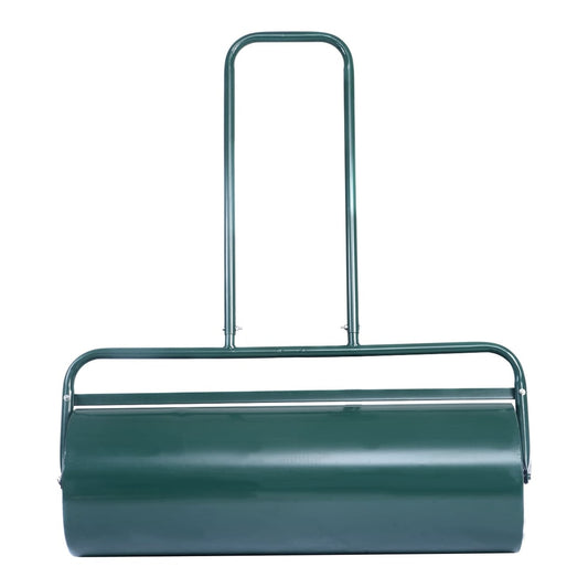 63L Heavy-Duty Garden Grass Roller with U-shaped Handle in green, front view