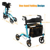 Folding Aluminium Rollator Walker Mobility Aid With 4 Wheels-Blue
