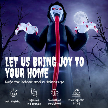 Outsunny 10 FT Halloween Inflatable Skeleton in Black