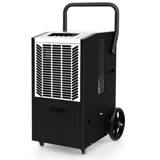 66 L/Day Commercial Dehumidifier with pump and drain hose for basement warehouse job site-white