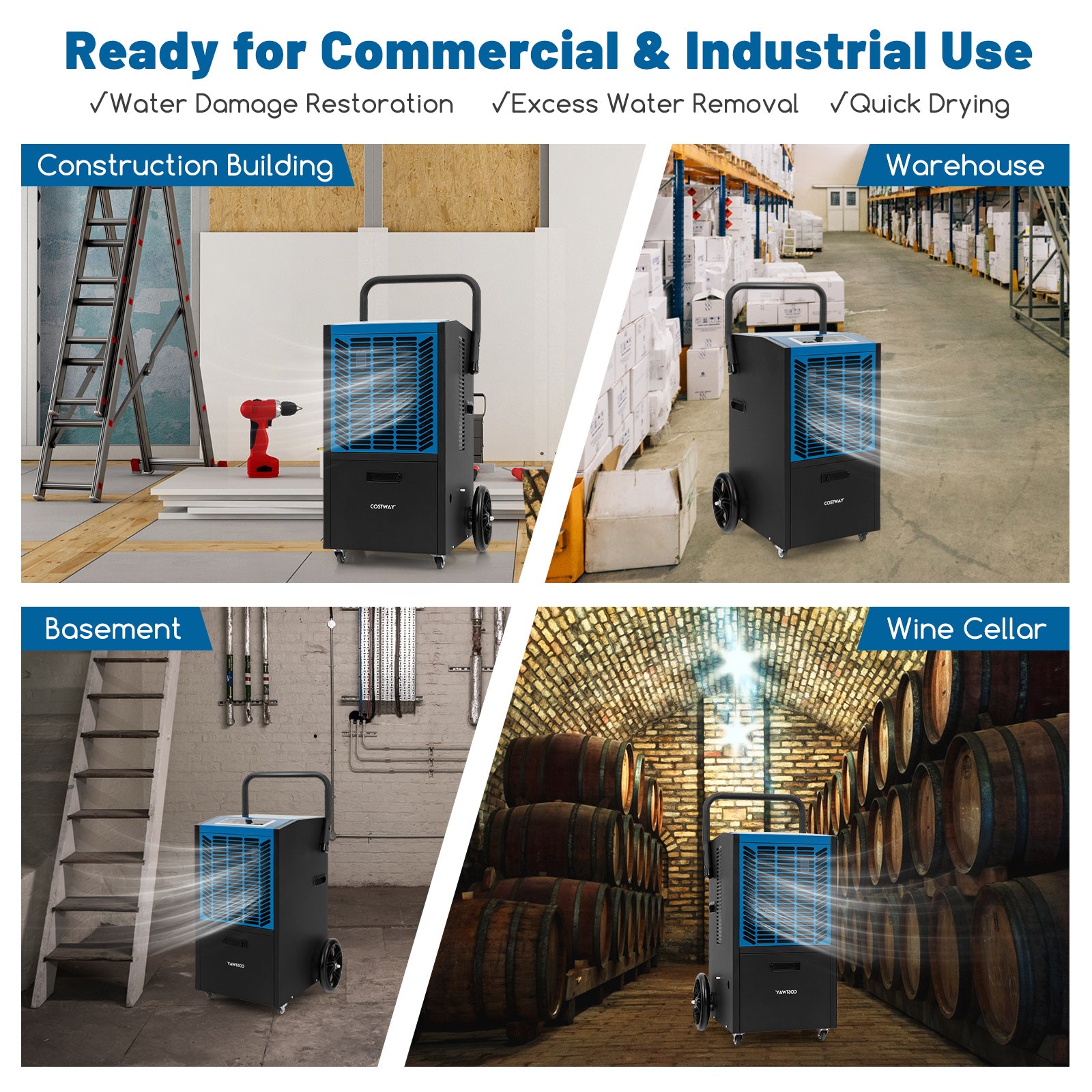 66L/Day Commercial Dehumidifier with ​​Built In Pump and 5m Drain Lift​