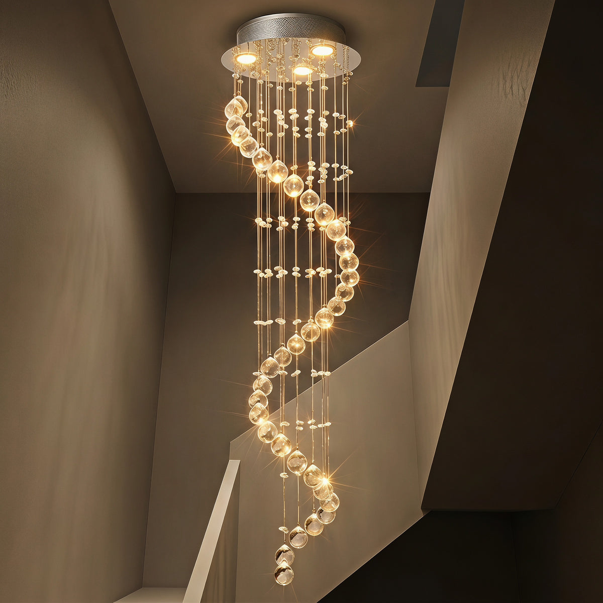 HOMCOM Modern Crystal Chandelier Ceiling Light Pendant Lamp in Silver