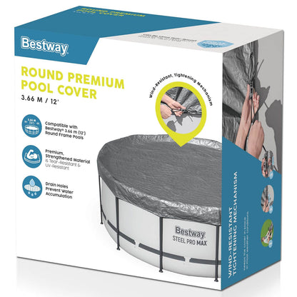Bestway Pool Cover Ø3.66 m Round Polyester Grey 4