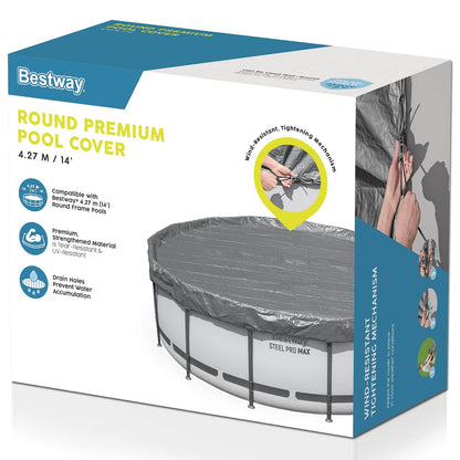 Bestway Pool Cover Ø4.27 m Round Polyester Grey 4