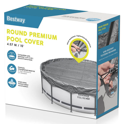 Bestway Pool Cover Ø4.57 m Round Polyester Grey 4
