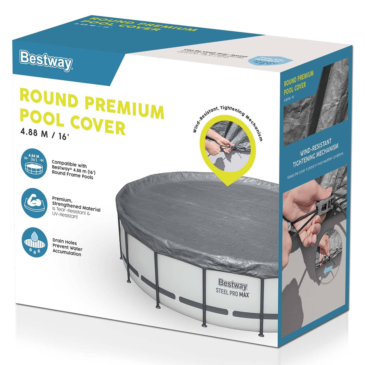 Bestway Pool Cover Ø6.1 Round Polyester Grey 4.88 m