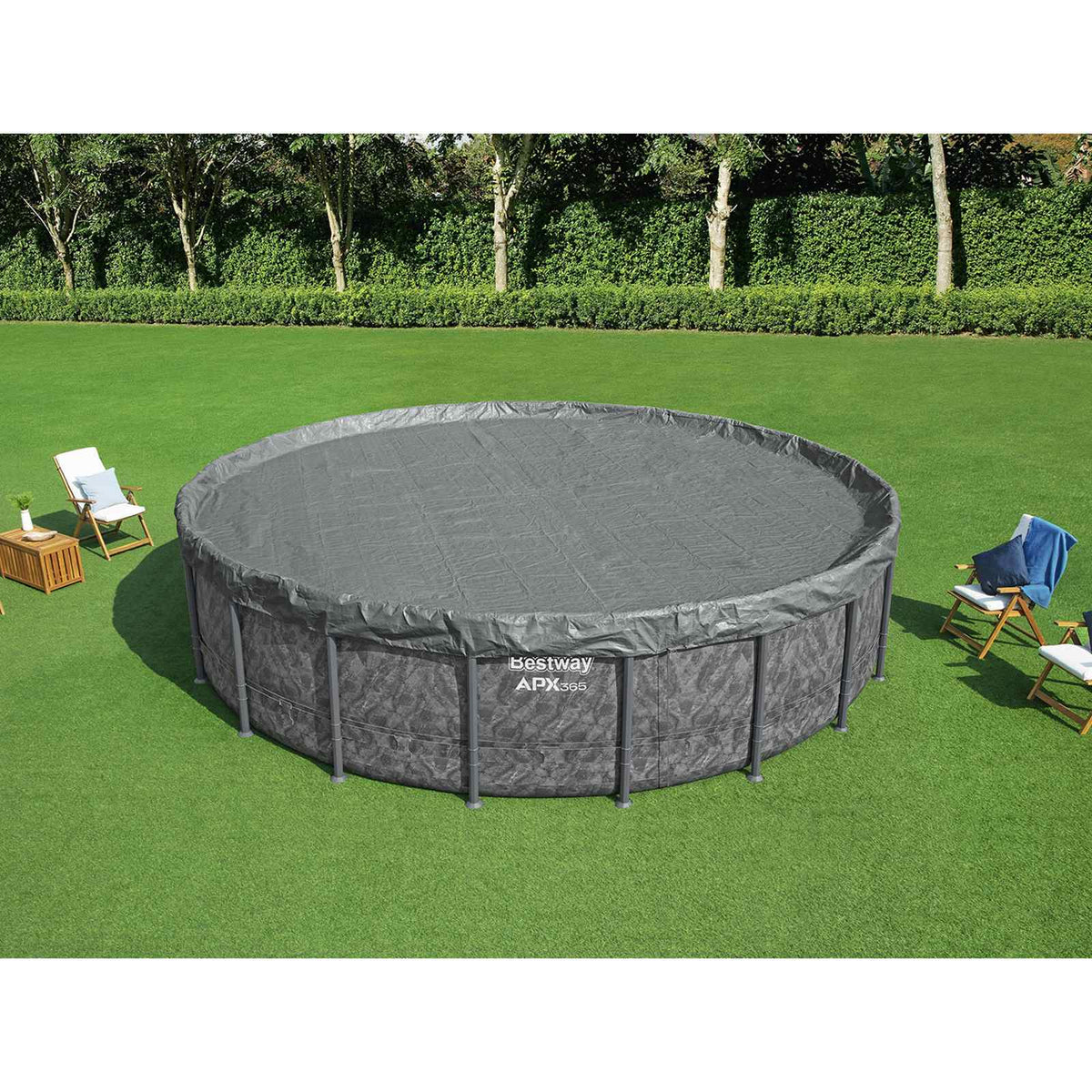 vidaXL Bestway Pool Cover Ø6.1 Round Polyester Grey
