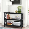 Industrial 3-Tier Console Table with Storage Shelf-Black