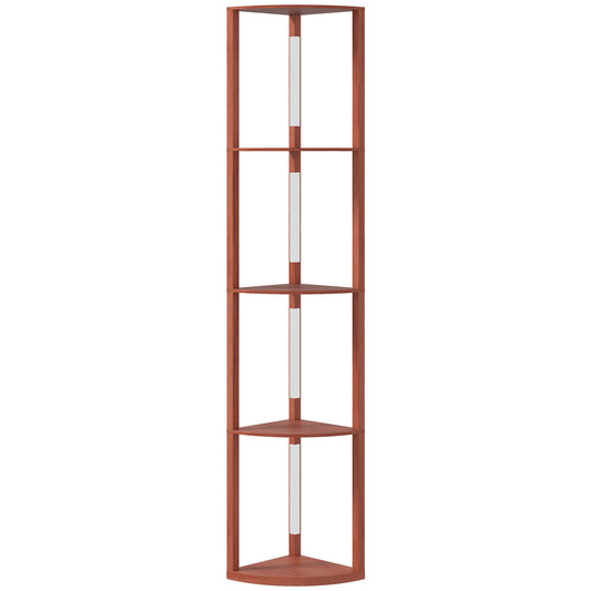 HOMCOM Corner Floor Lamp for Living Room Bedroom with Dimmable Warm White LED Light, Modern Tall Standing Lamp, Brown