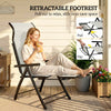 Outsunny Reclining Garden Chairs Set of 2, 5-Position Folding Sun Loungers with High Back, Retractable Footrest, Light Grey