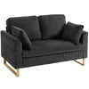 HOMCOM 2 Seater Sofa, 140 cm Loveseat Sofa with Spring Cushions, Metal Legs, 2 Pillows, Dark Grey