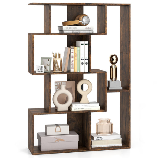 6-Cube Open-back Geometric Bookshelf with Anti-tip Kits-Coffee