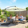 Outsunny 3m Overhanging Parasol, with Base, Weights and Cover - Beige