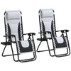 Outsunny Zero Gravity Lounger Chair Set of 2, Folding Reclining Patio Chair with Padded Seat, Cup Holder, Soft Cushion and Headrest for Poolside, Camping, Grey