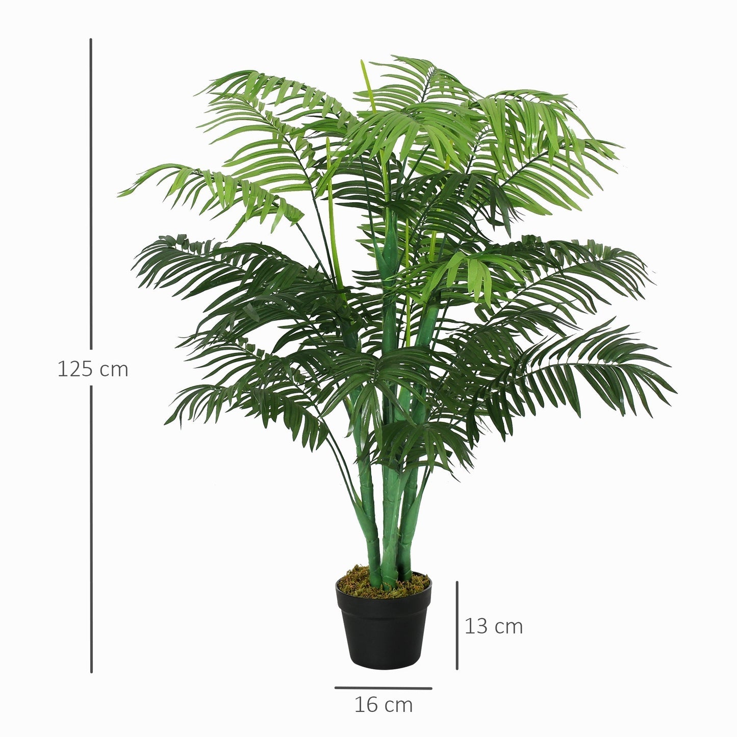 Outsunny 125cm/4FT Artificial Palm Plant Decorative Tree with Nursery Pot, Fake Plastic Indoor Home Office Decor, Green