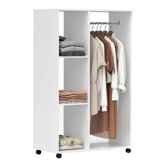 HOMCOM Open Wardrobe on Wheels in White