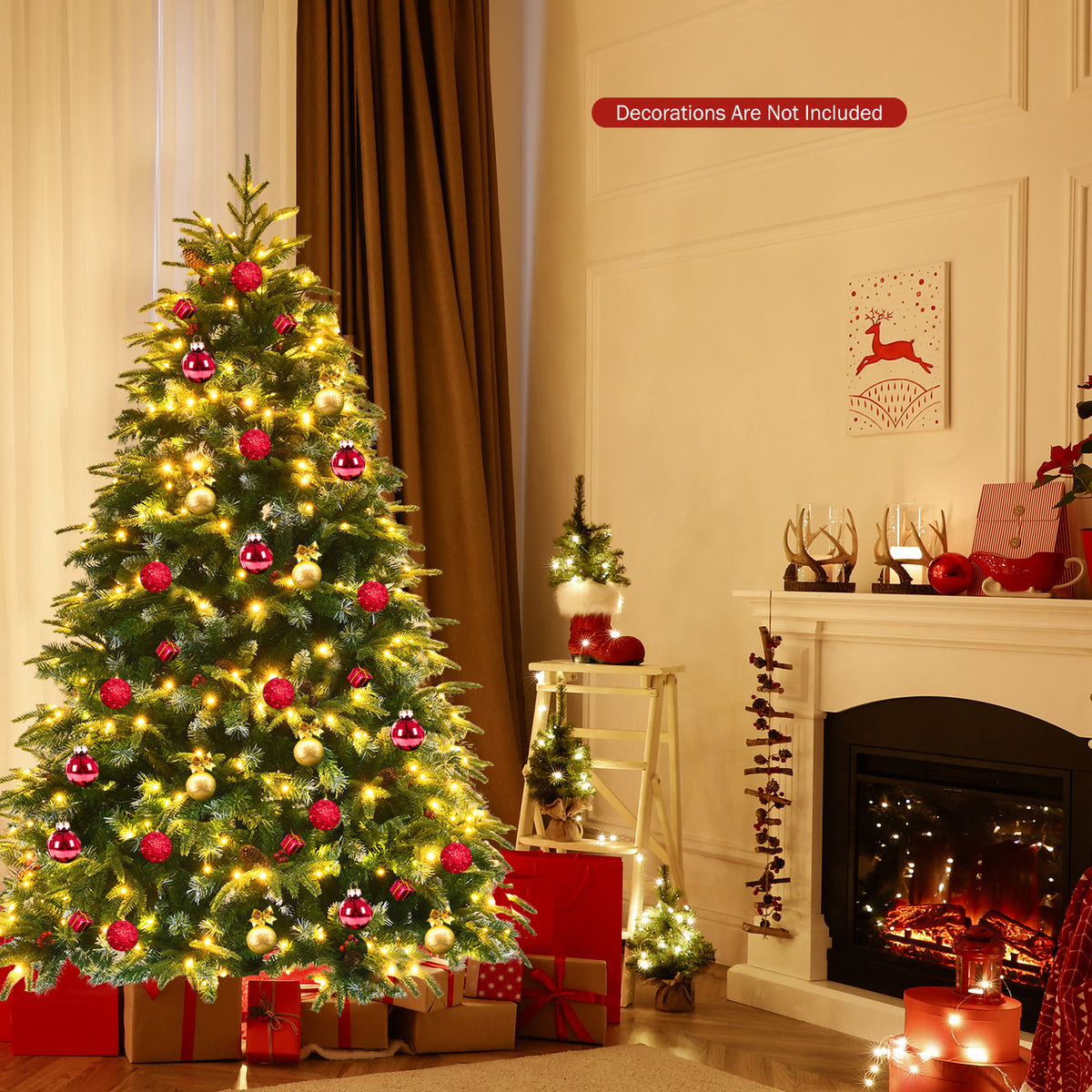 5/6 Feet Artificial Christmas Tree with LED Lights and Tips-6 ft