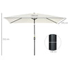 Outsunny 3x2m Patio Parasol Garden Umbrellas Canopy with Aluminum Tilt Crank Rectangular Sun Shade Steel, Cream White