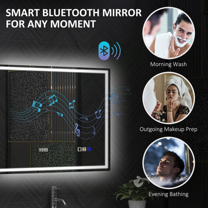 HOMCOM Anti-Fog LED Bathroom Mirror in Silver Tone