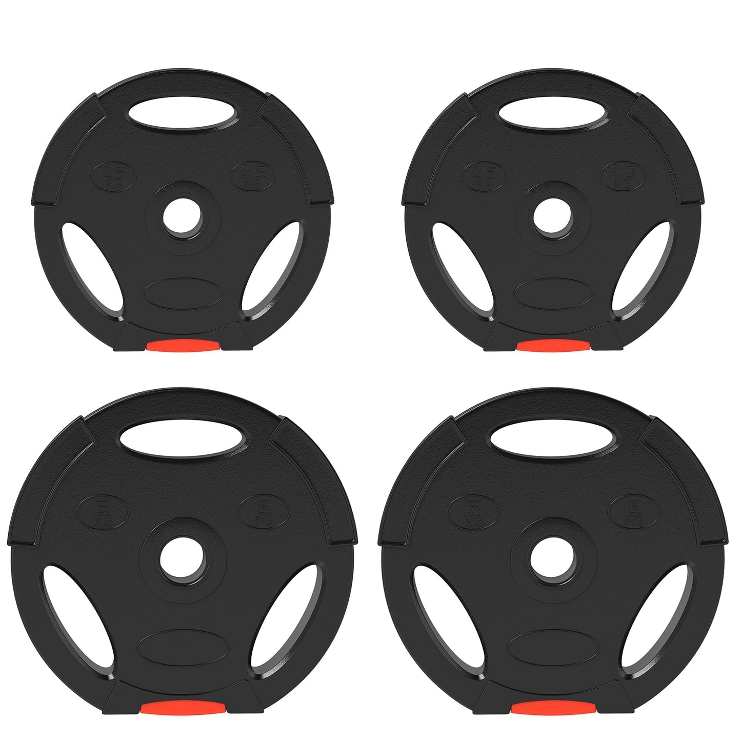 SPORTNOW Olympic Weight Plates Set, with Two 5kg and Two 2.5kg weights, Black
