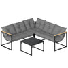 Outsunny 4 Piece Garden Furniture Set with Thick Cushions and Coffee Table, Patio Conversation Set for Porch, Balcony, Deck, Grey