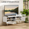 HOMCOM TV Stand up to 55 Inches, TV Unit with Open Shelves and Cable Holes - White