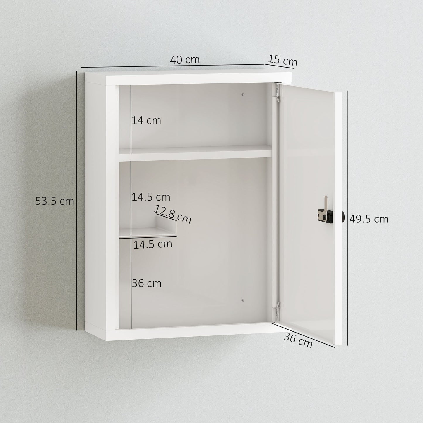 HOMCOM Wall Mount Medicine Cabinet, Bathroom Cabinet with Combination Lock, Door and Storage Shelves, White